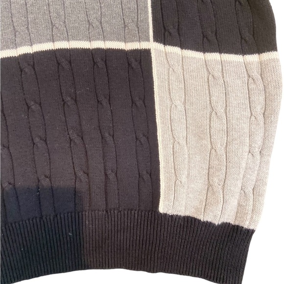 Men’s Greg Norman 100% cotton color block cable knit pullover sweater medium - Picture 4 of 5